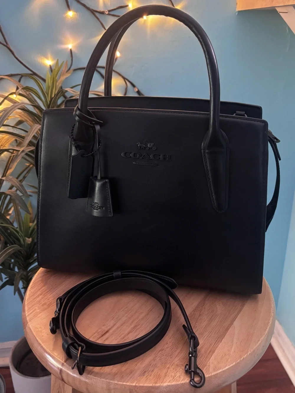 Coach LARGE Black Andrea Carryall Satchel